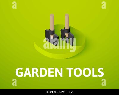 Garden tools isometric icon, isolated on color background Stock Vector