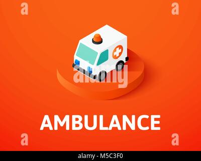 Ambulance isometric icon, isolated on color background Stock Vector