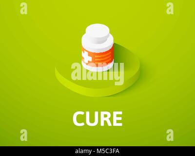 Cure isometric icon, isolated on color background Stock Vector