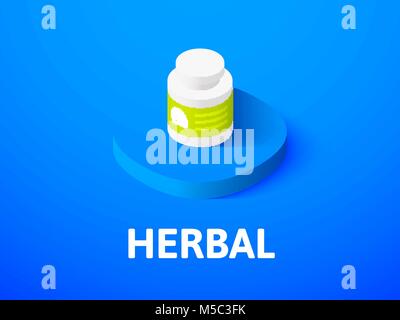 Herbal isometric icon, isolated on color background Stock Vector