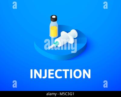 Injection isometric icon, isolated on color background Stock Vector