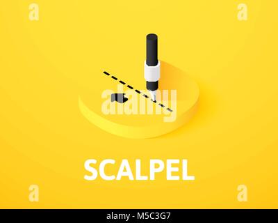 Scalpel isometric icon, isolated on color background Stock Vector