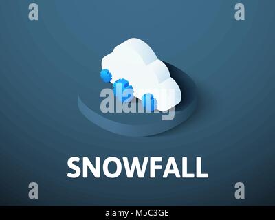 Snowfall isometric icon, isolated on color background Stock Vector