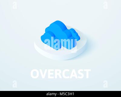 Overcast isometric icon, isolated on color background Stock Vector