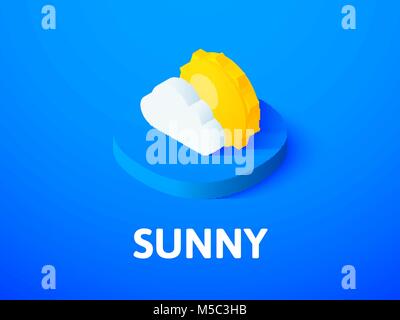 Sunny isometric icon, isolated on color background Stock Vector