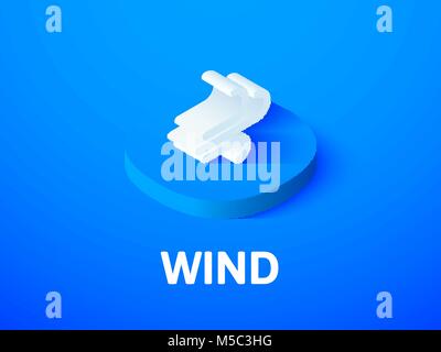 Wind isometric icon, isolated on color background Stock Vector