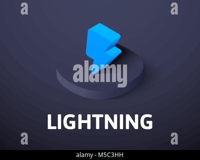 Lightning isometric icon, isolated on color background Stock Vector