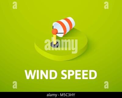 Wind speed isometric icon, isolated on color background Stock Vector