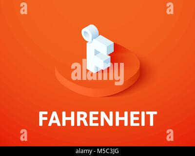 Fahrenheit isometric icon, isolated on color background Stock Vector