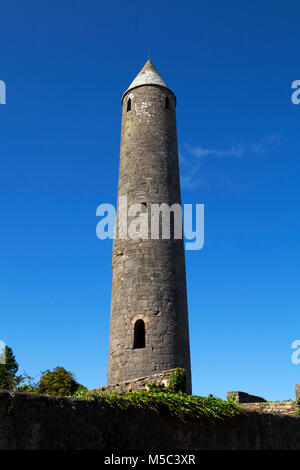 12th Century Round Tower in Killala, Landing Place of General Humbert and 1100 French Troops in 1798, County Mayo, Ireland Stock Photo