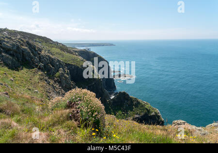 Ellins Tower perched on the edge of South Stack Cliffs, Anglesey, North Wales Stock Photo