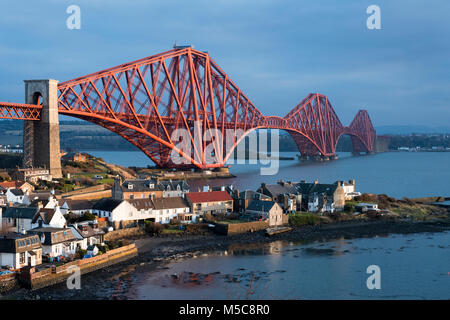 The Forth Rail bridge viewed from North Queensferry spans the Firth of Forth between North and South Queensferry, Scotland