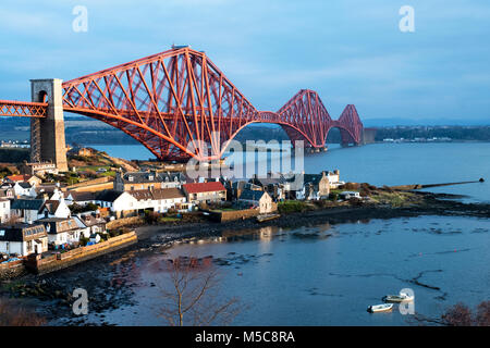 The Forth Rail bridge viewed from North Queensferry spans the Firth of Forth between North and South Queensferry, Scotland Stock Photo