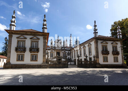 The Mateus Palace built in the eighteenth century is a fine representation of the Baroque architecture of Italian style in Vila Real, Portugal. Stock Photo