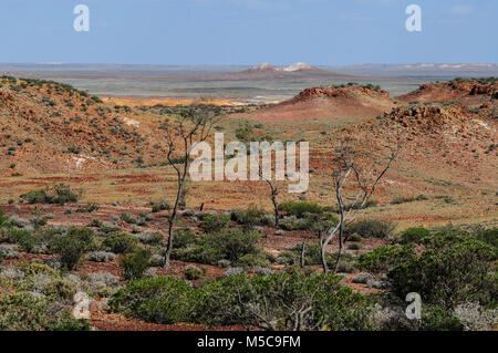View over the colorful Outback and Breakaways near Coober Pedy an opal mining town, South Australia. Stock Photo