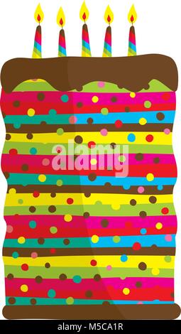 Cartoon illustration of huge colorful birthday cake Stock Vector