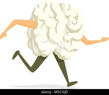 Cartoon illustration of active brain running or excerscising Stock Vector