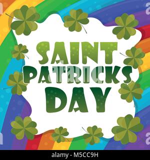 Saint Patricks Day Invitation Card Design on rainbow Background. Vector Illustration. Stock Vector