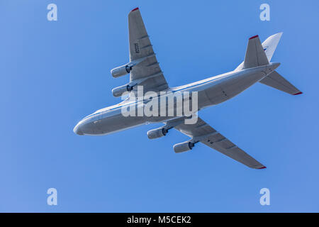 Moscow - May 07, 2017: military aircrafts of Russian air forces are returning after the flight over Red Square from rehearsal for the Victory Parade Stock Photo