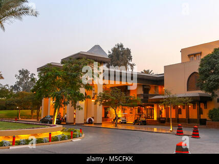 Evening or night time view of the Mena House Hotel, Giza, Cairo, Egypt, North Africa