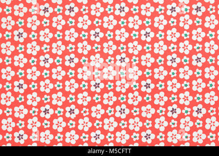 Japanese red white cherry blossom pattern paper texture background Stock Photo