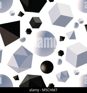 Pattern with 3d shapes. Stock Vector