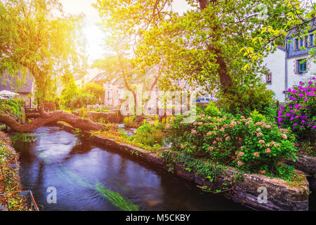 Idyllic scenery at Pont-Aven, a commune in the Finistere department of Brittany (Bretagne) in northwestern France Stock Photo