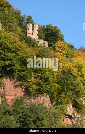 Burgruine Schwalbennest, eigentlich Schadeck bei Neckarsteinach im Landkreis Bergstraße Stock Photo