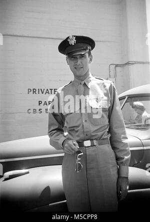 Airman James Stewart in his uniform, 1942. Image from original camera negative. Stock Photo
