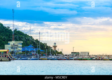 PATTAYA, THAILAND - September 2 : View from Bali Hai Pier Pattaya Bay. on September 2, 2017 Stock Photo