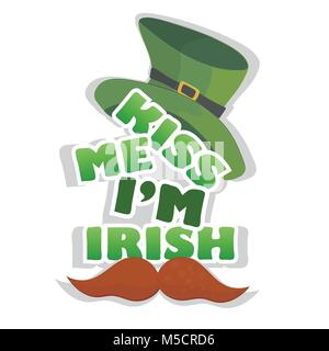 Kiss me Im Irish - design with leprechaun hat. celebration of St Patricks Day Stock Vector