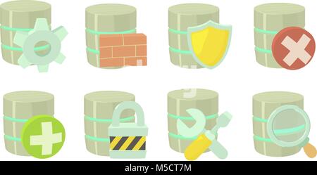 Server icon set, cartoon style Stock Vector