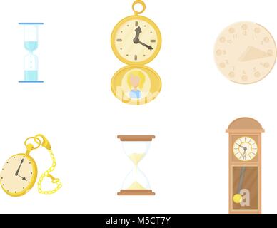 Clock icon set, cartoon style Stock Vector