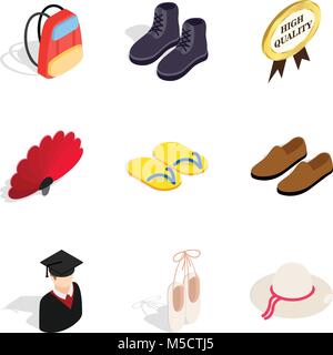 Milliner icons set, isometric style Stock Vector