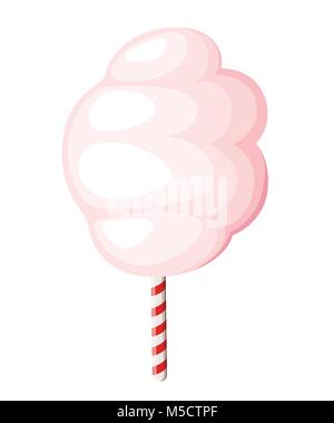 Pink cotton candy sugar cloud symbol icon dessert confection for your projects vector illustration isolated on white background web site page and mobi Stock Vector