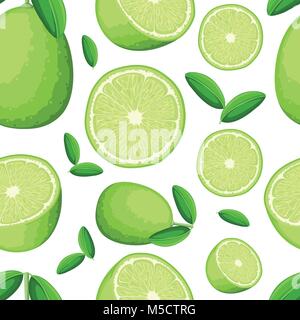 Seamless pattern of lime and slices of limes. Vector illustration of limes. Vector illustration for decorative poster, emblem natural product, farmers Stock Vector