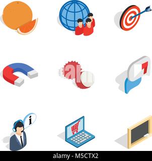 Purchasing icons set, isometric style Stock Vector