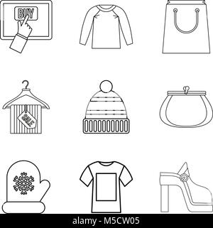 Acquisition icons set, outline style Stock Vector