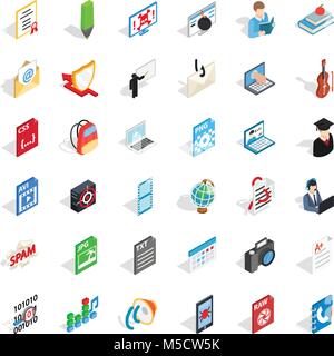Notebook icons set, isometric style Stock Vector