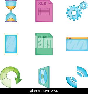 Interaction program icons set, cartoon style Stock Vector