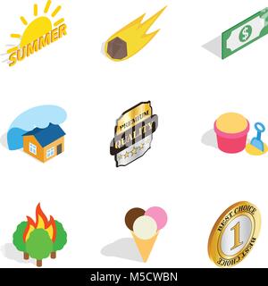 Solar icons set, isometric style Stock Vector