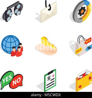 Business solution icons set, isometric style Stock Vector