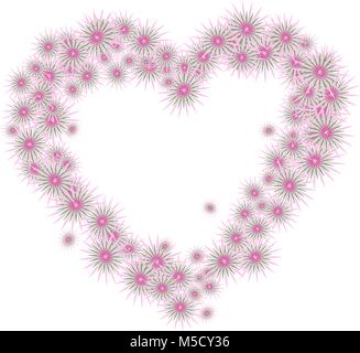 Pink flowers in heart shape - Happy Valentine's Stock Vector