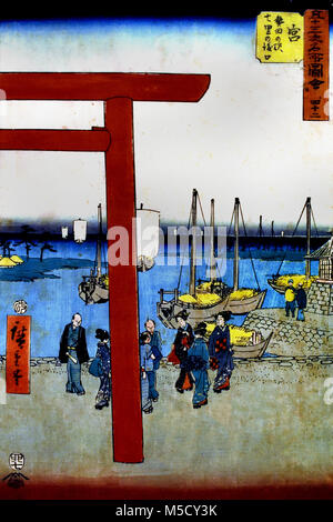 Miya ( station 42 ) Utagawa Hiroshige , also Andō Hiroshige ( 1797 –  1858) 19th,century, Japan , Japanese, ( Fifty-three Stations on the Tokaido Road ) Stock Photo