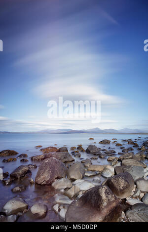 Long exposure image of the coast near Harlech in North Wales Stock Photo