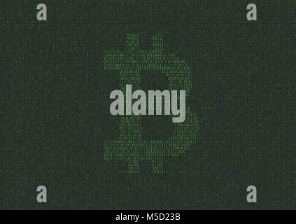 Programming code with Bitcoin sign Stock Vector