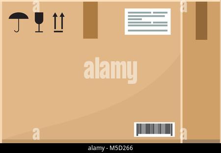 Vector Empty Cardboard box with flat and solid color style design. Stock Vector