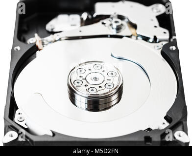 open internal 3.5-inch sata hard disk drive box close up isolated on white background Stock Photo