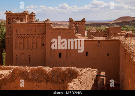 Ancient City Of Ait Benhaddou located along the old caravan route between the Sahara and Marrakech in present-day Morocco. Stock Photo