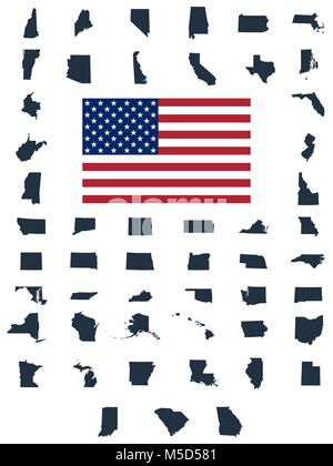 set of US states maps Stock Vector